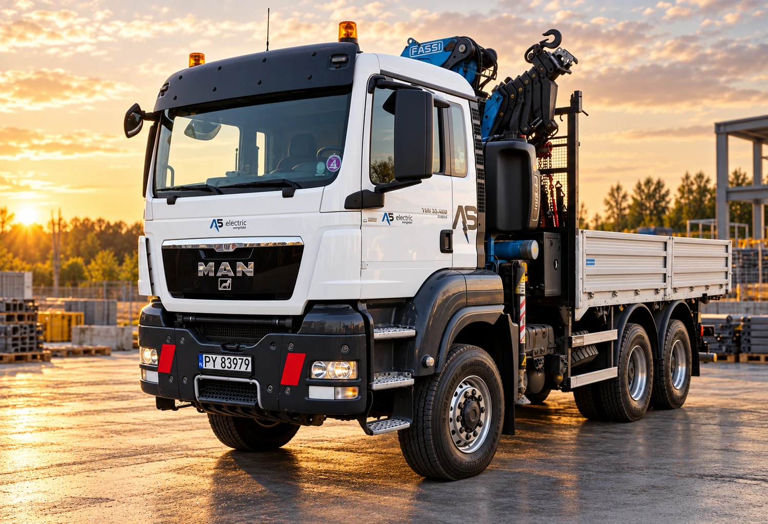 Samochód ciężarowy MAN z żurawiem HDS FASSI, AS Electric